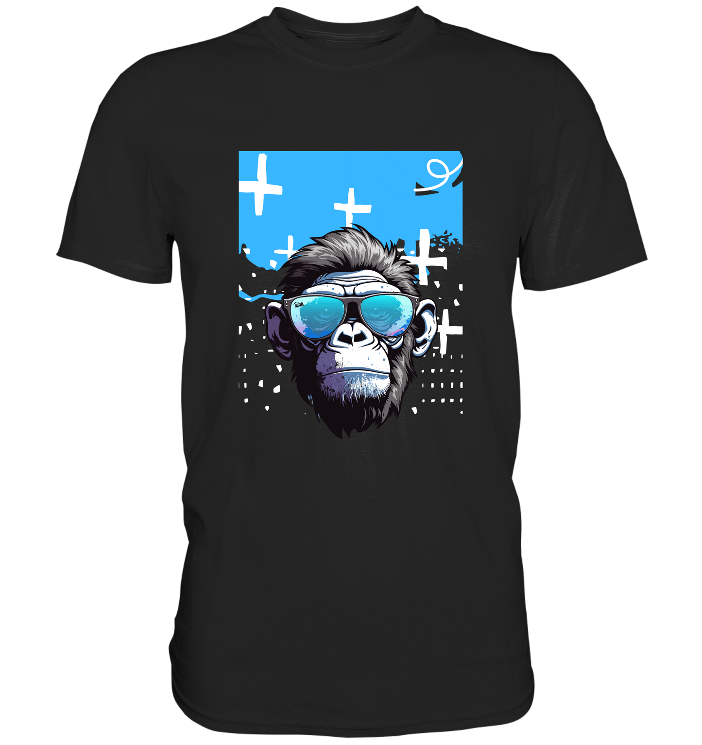 -CrAzi Monki mit Wunschname - Premium T-Shirt (Schwarz)
