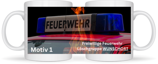 Feuerwehrtasse Motiv 1 mit Wunschort