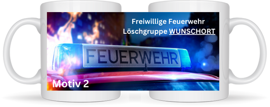 Feuerwehrtasse Motiv 2 mit Wunschort