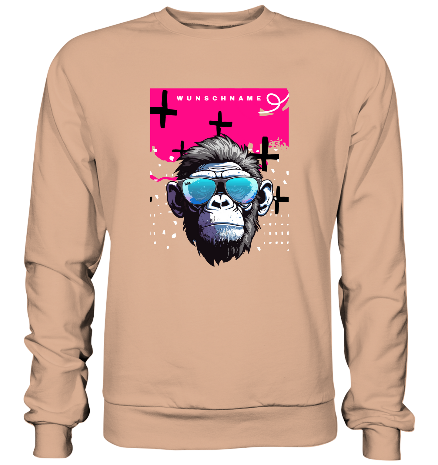 -CrAzi Monki mit Wunschname- Sweatshirt (Nude)