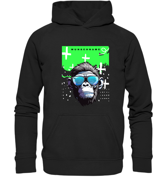 -CrAzi Monki mit Wunschname- Hoodie (Deep Black)